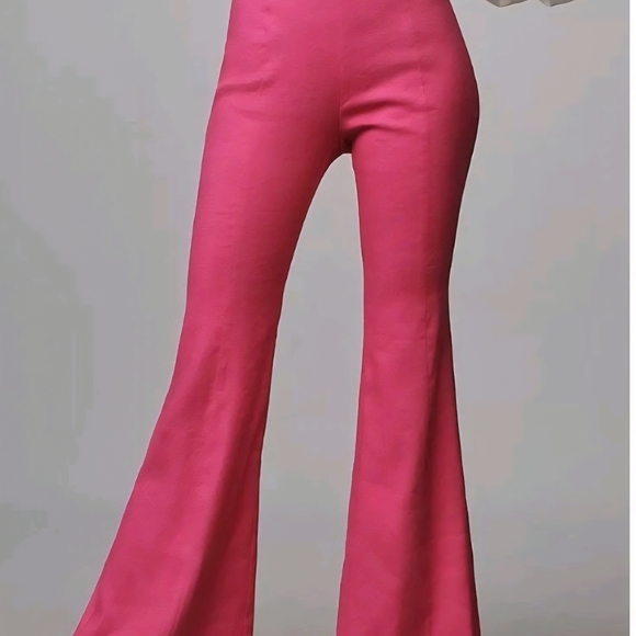 NWT Anthropologie Fuchsia Side Zip Linen Pants Sz 16 - Picture 4 of 12